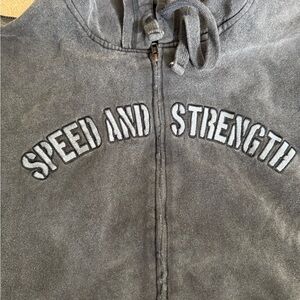 Speed and Strength Men's Black Washed Lightweight Zip Hoodie